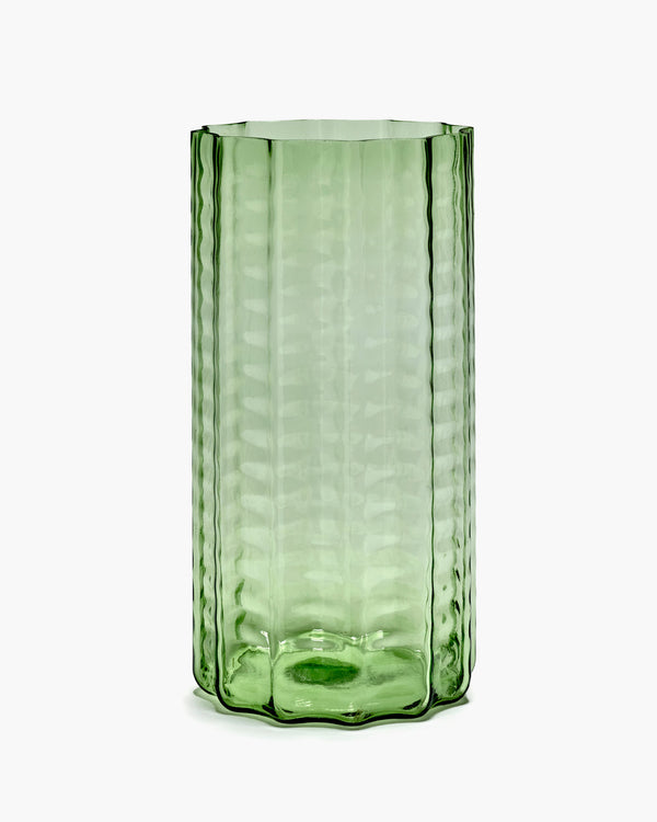 Vase 03, green transparent, Waves