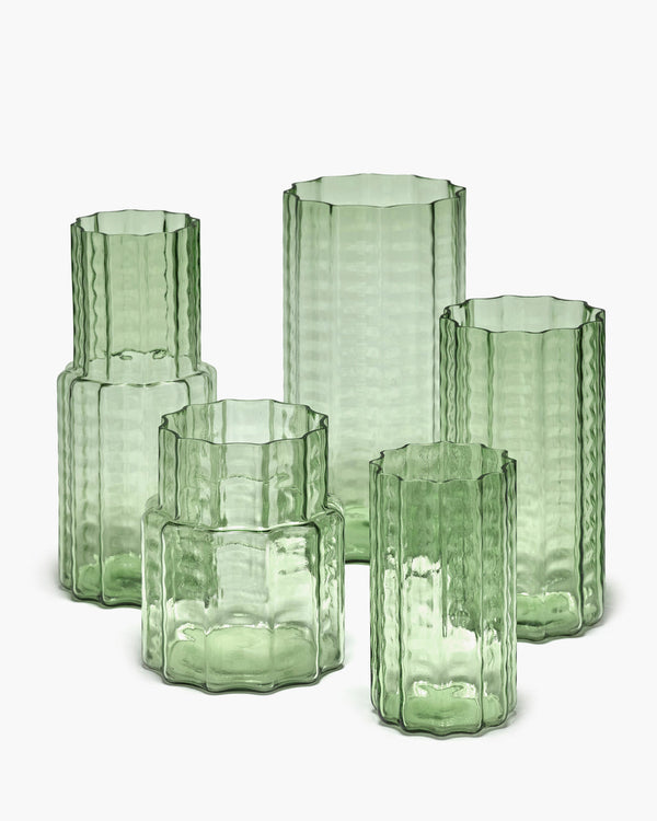 Vase 04, green transparent, Waves