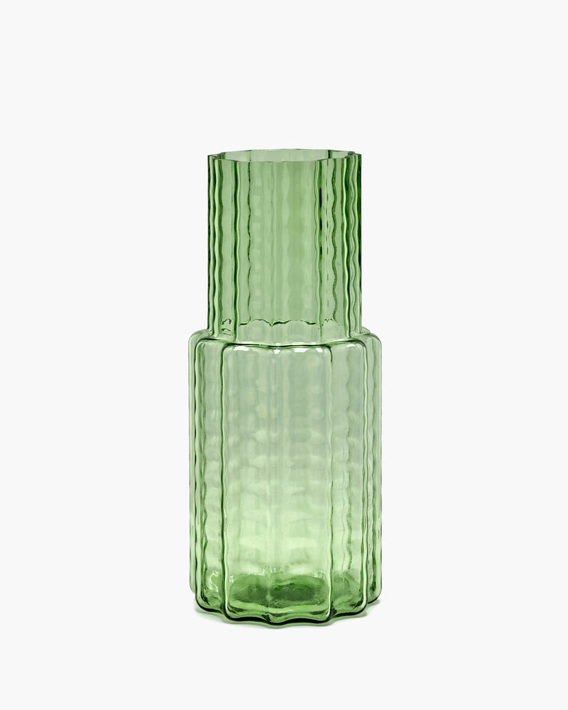 Vase 05, green transparent, Waves