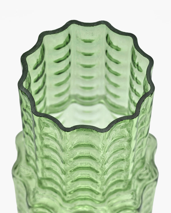 Vase 05, green transparent, Waves